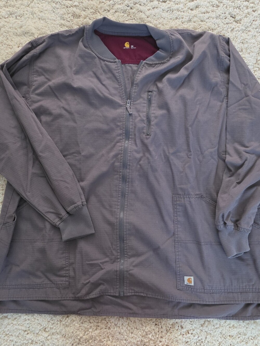 Carhartt Men's Ripstop Full Zip Grey Lightweight Jacket